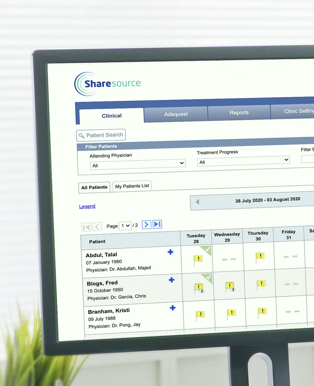 Computer screen showing the Sharesource dashboard